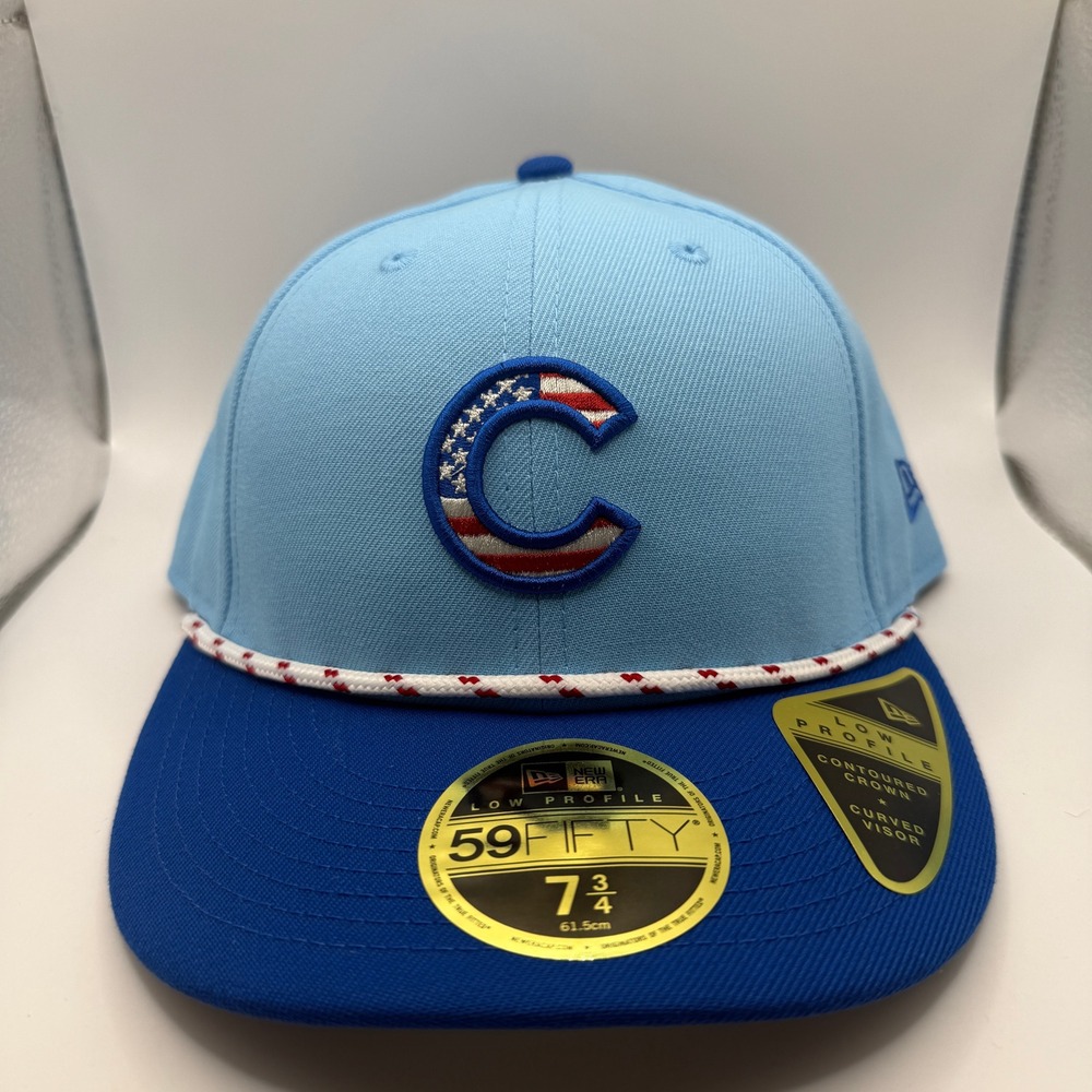 New Era Chicago Cubs July 4th Low Profile 59FIFTY Fitted Hat 7 3/4 Light Blue